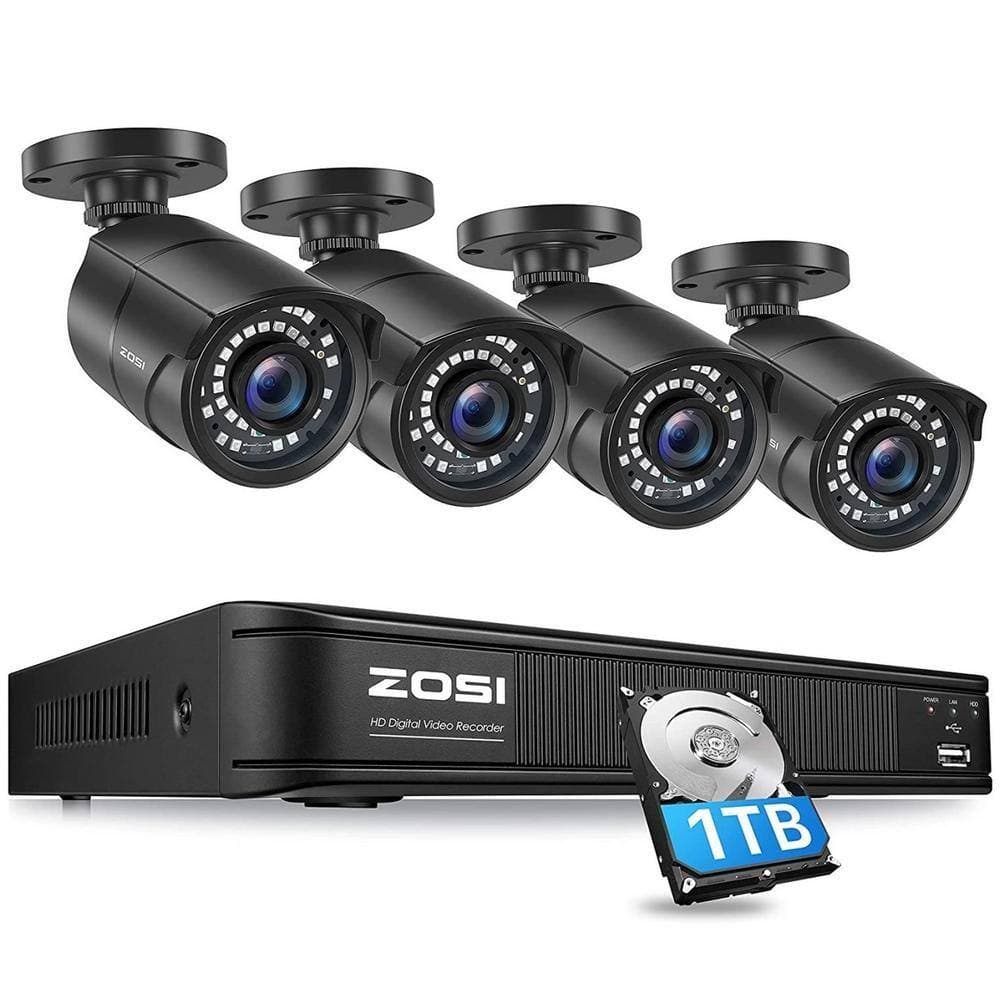ZOSI 8-Channel 1080p 1TB Hard Drive DVR Security Camera System with 4 Wired Bullet Cameras (1)