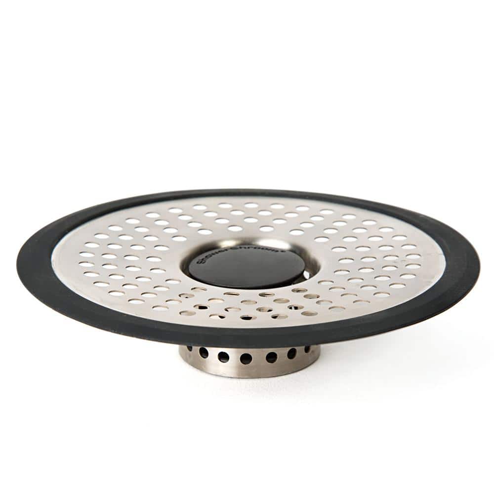 ShowerShroom 1.75 in. - 3 in. Walk-in Shower Stall Drain Protector Hair Catcher Stainless Steel Finish (4)