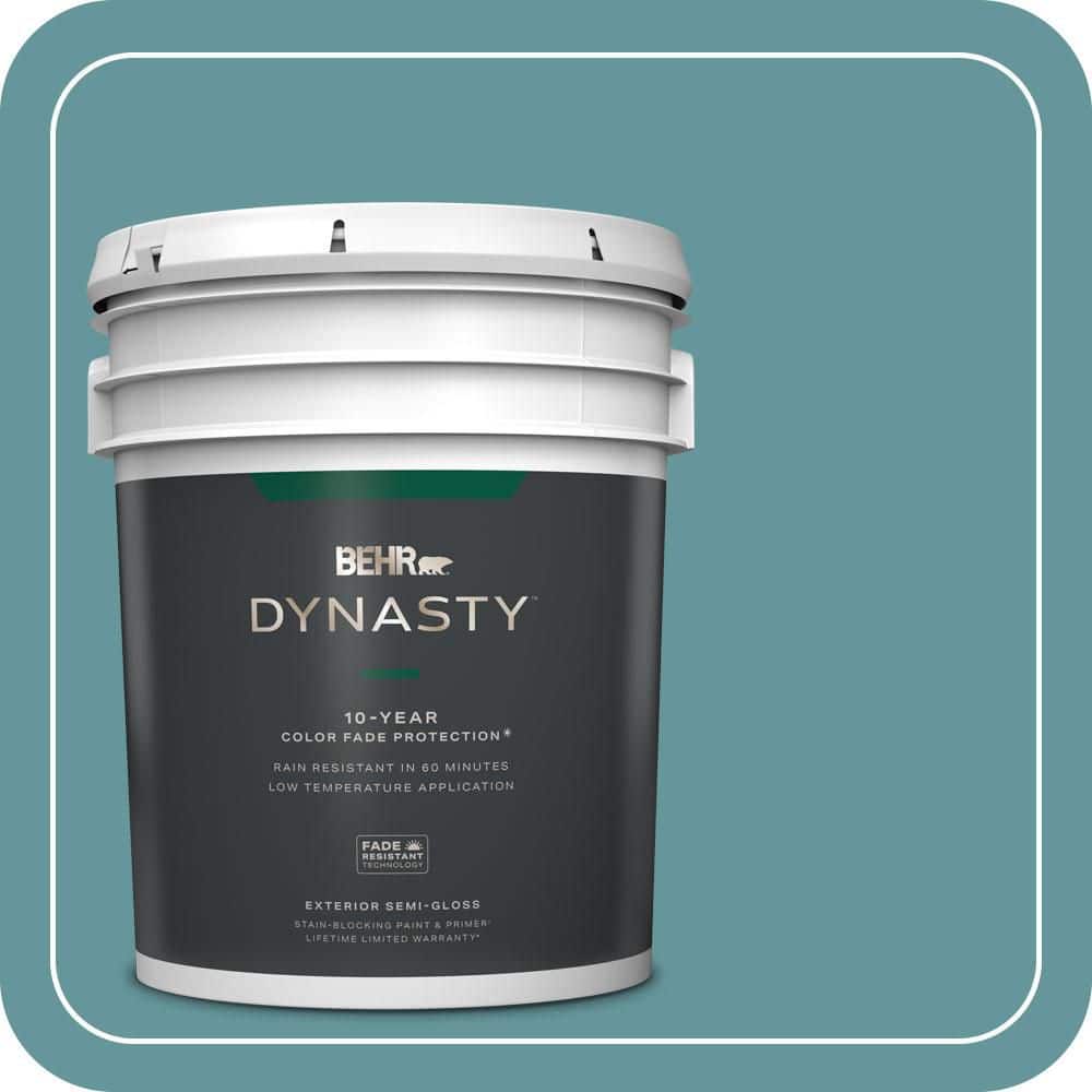 BEHR DYNASTY 5 gal. #MQ6-33 Vintage Teal Semi-Gloss Enamel Exterior Stain-Blocking Paint & Primer