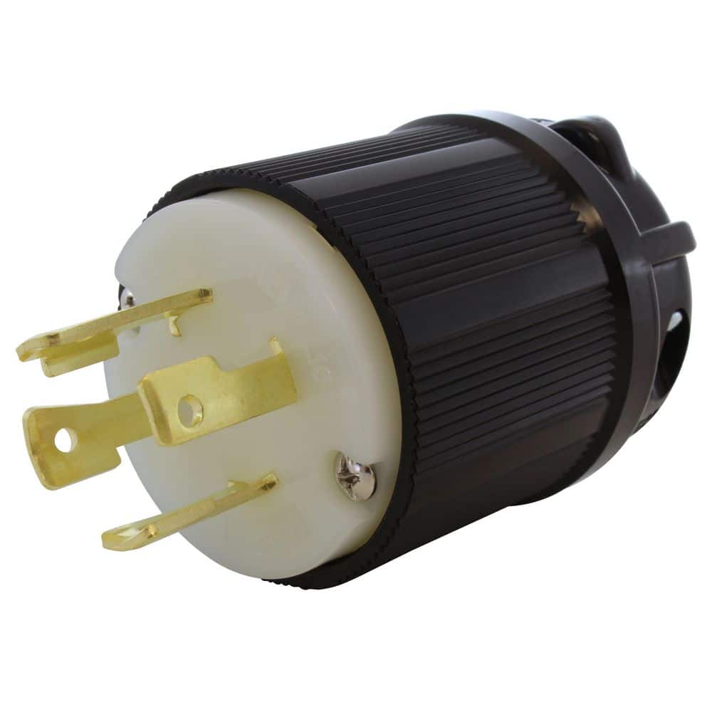 AC WORKS NEMA L16-30P 3-Phase 30A 480V 4-Prong Locking Male Plug in Black with UL, C-UL Approval (1)