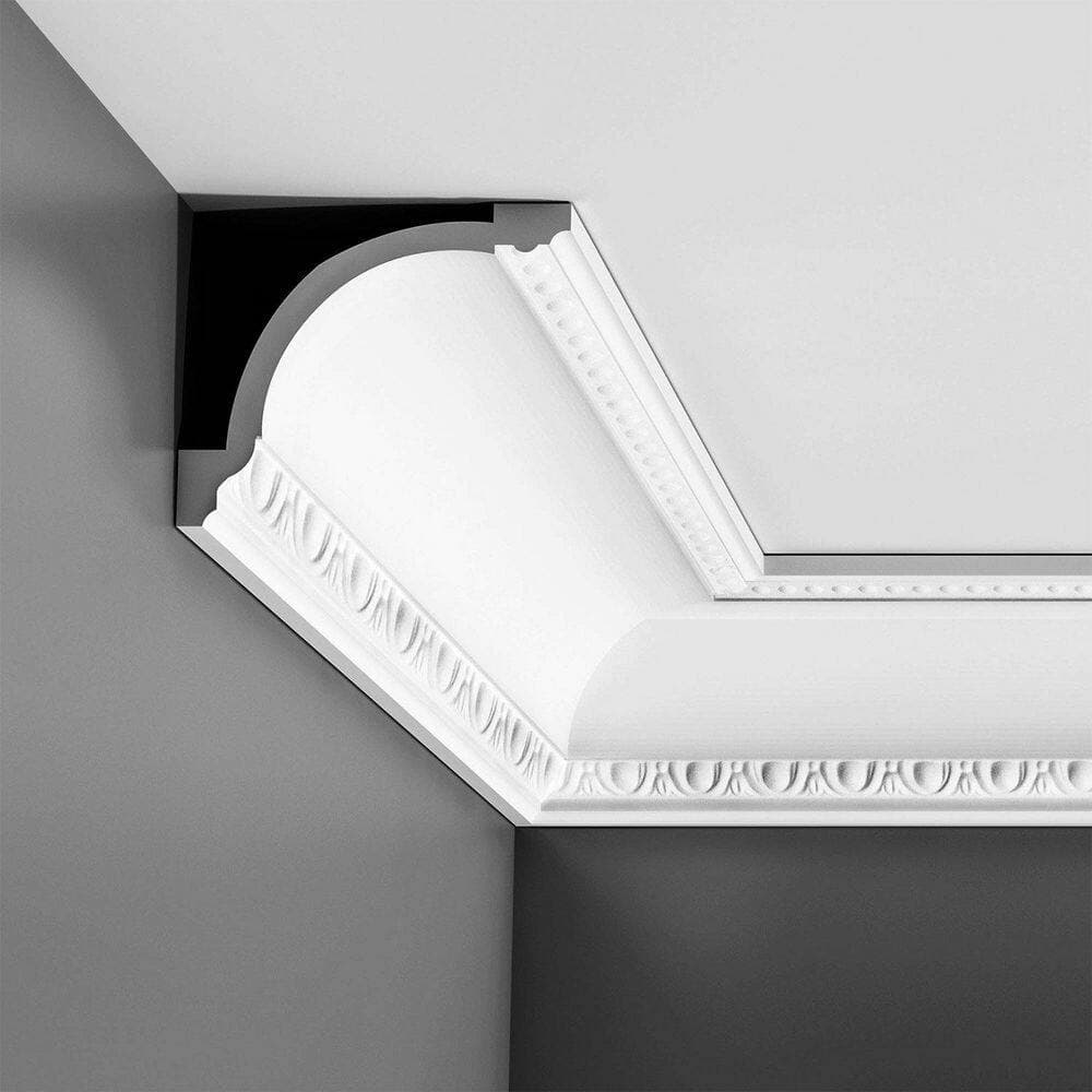 ORAC DECOR 4-5/8 in. x 5-1/4 in. x 78-3/4 in. Egg and Dart, and Beads Primed White Polyurethane Crown Moulding (9-Pack) (3)