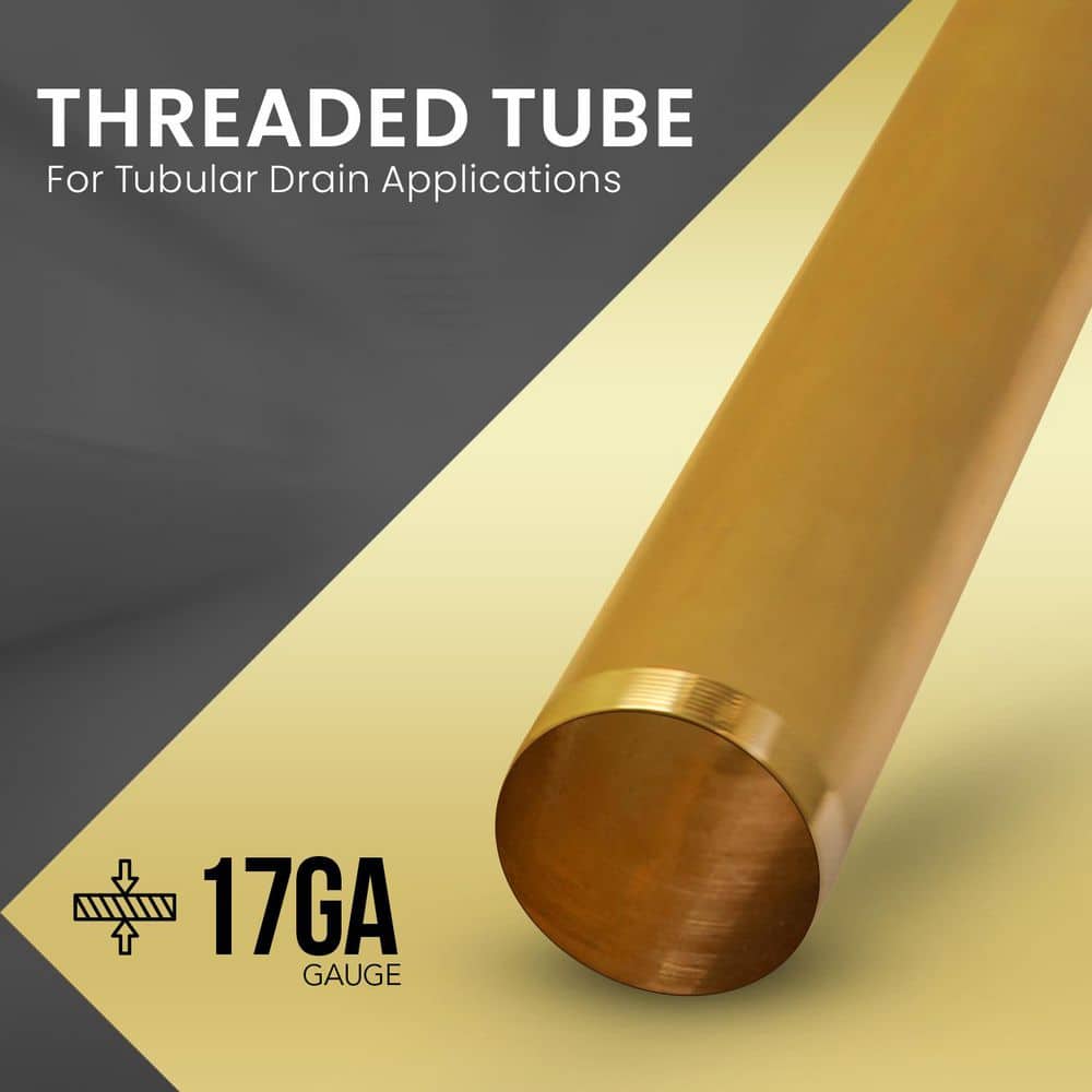 PLUMBFLEX 1-1/2 in. x 12 in. Brass Threaded Tube for Tubular Drain Applications, 17GA (2)