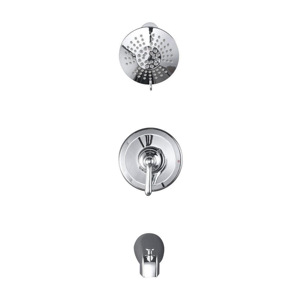 ALEASHA Retro Single Handle 5-Spray Tub and Shower Faucet 1.8 GPM Tub Spout in Polished Chrome Valve Included (1)