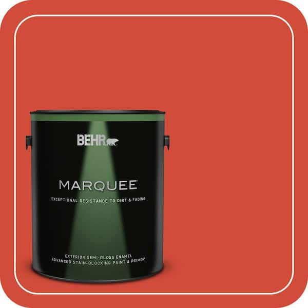 BEHR MARQUEE 1 gal. #S-G-190 Red Hot Semi-Gloss Enamel Exterior Paint & Primer (2)
