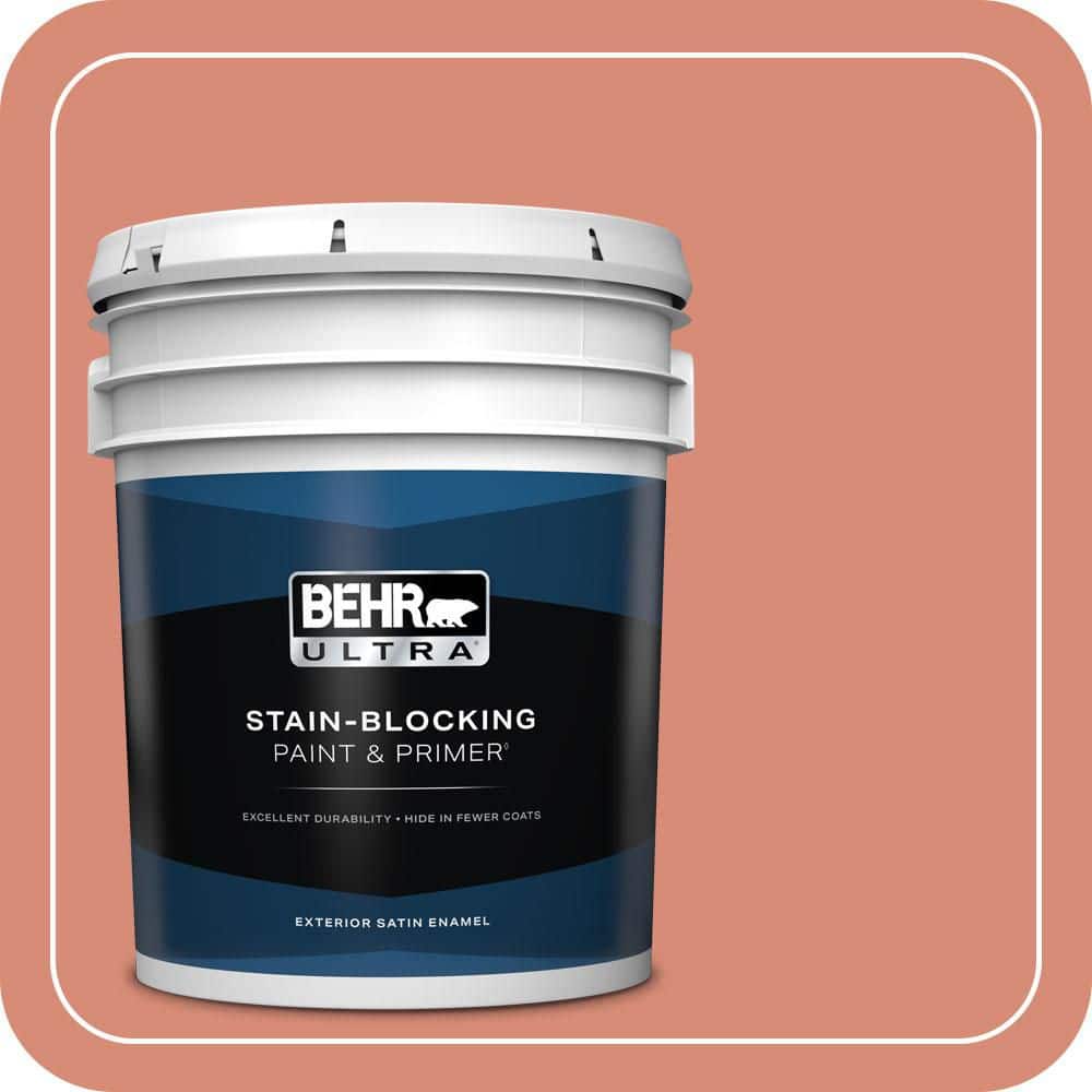 BEHR ULTRA 5 gal. #MQ4-32 Vintage Coral Satin Enamel Exterior Paint & Primer