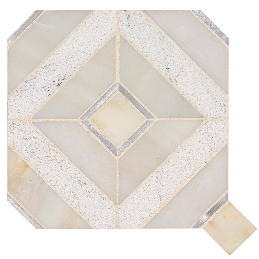 MSI Verona Silver 12 in. x 12 in. Marble/Metal Mesh-Mounted Mosaic Floor and Wall Tile (0.98 sq. ft./Each)