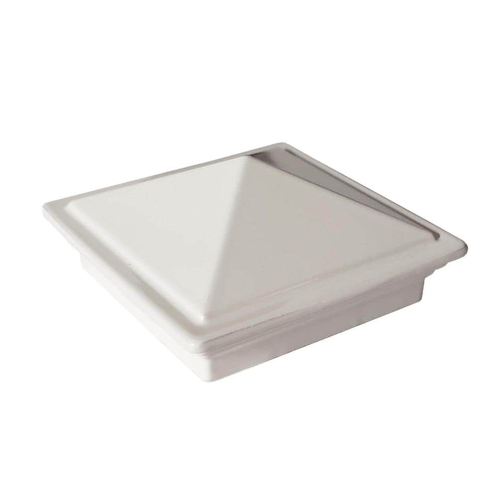 Decorex Hardware 2" x 2" Aluminum Pyramid Post Cap for Metal Posts - Pressure Fit - White - 1 Pack - DHPPC20WF