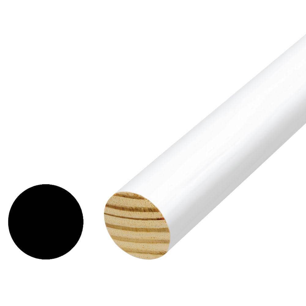 Woodgrain Millwork 1-5/16 in. x 1-5/16 in. x 72 in. Vinyl Full Round Wrapped Pre Finished White Closet Full Round Pole