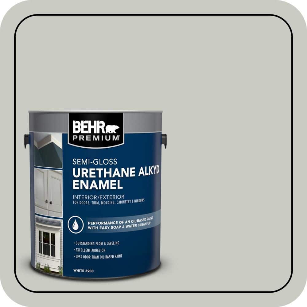 BEHR PREMIUM 1 gal. #N380-2 Heath Gray Urethane Alkyd Semi-Gloss Enamel Interior/Exterior Paint (1)