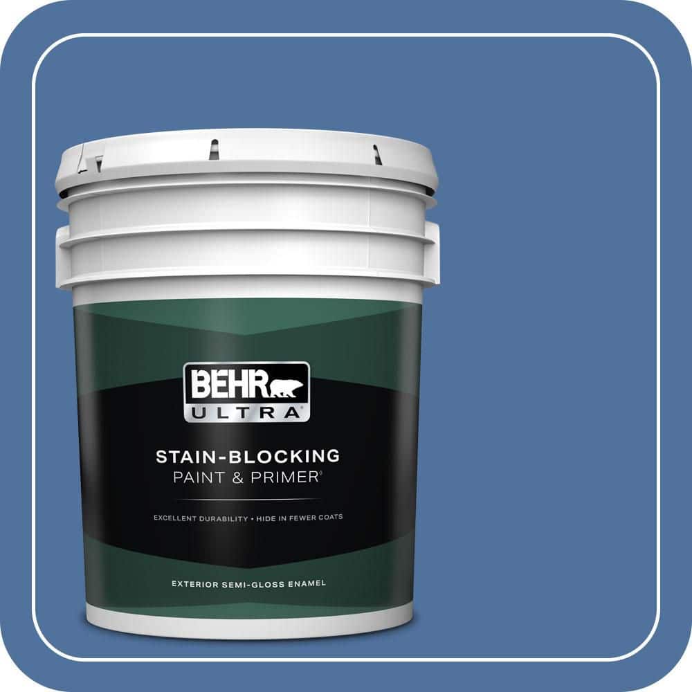 BEHR ULTRA 5 gal. #PMD-23 Cobalt Flame Semi-Gloss Enamel Exterior Paint & Primer