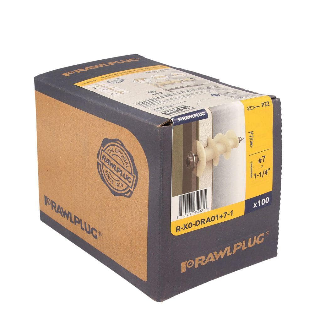 RAWLPLUG RAWLDRIVE-D Drywall Anchor with 7in. screw (100-pack)