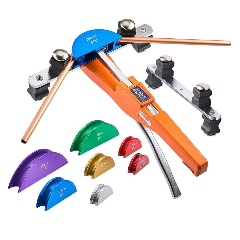 SKYSHALO Tubing Bender Kit with 7 Color Aluminum Alloy Dies, 1/4 to 7/8 In., Ratcheting Tube Pipe Bender, Ratchet Bending Tool