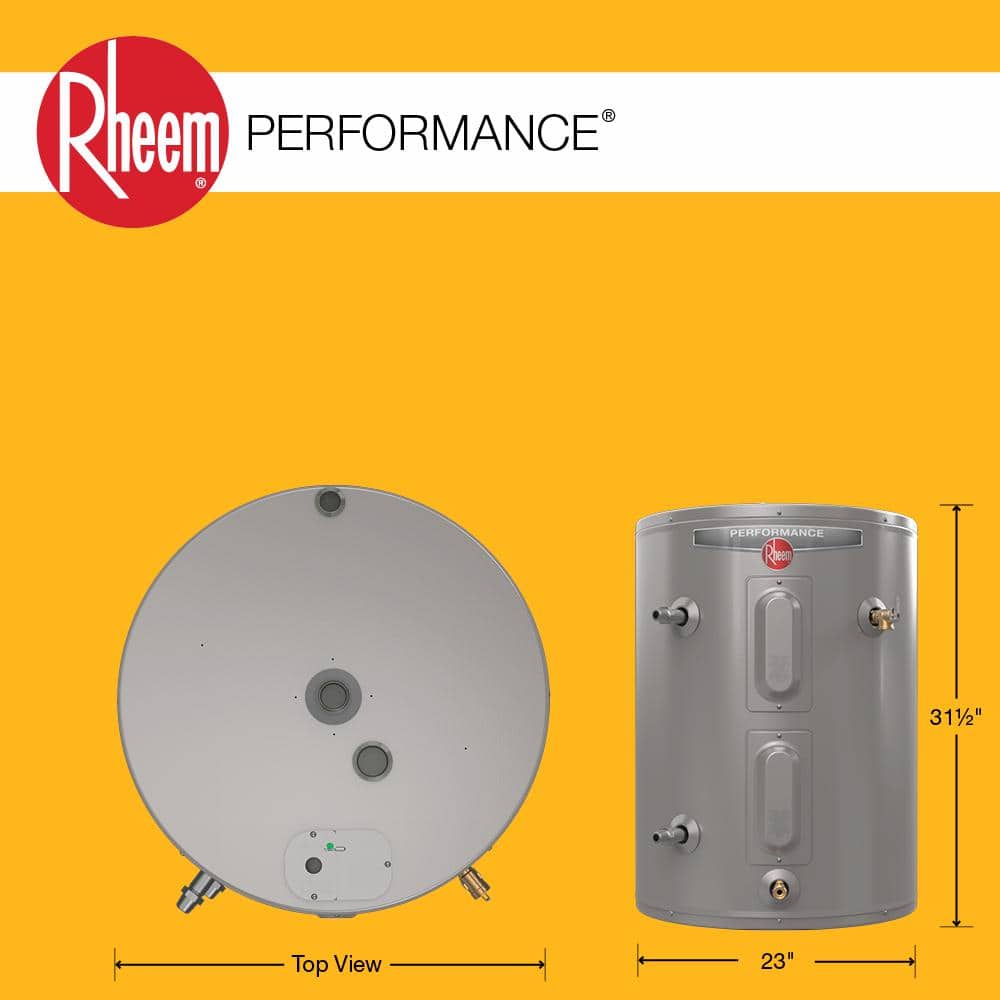 Rheem Performance 38 Gal. 4500-Watt Short Electric Water Heater w/6Yr Tank Warranty & 240-Volt, Side Connects for Apt Closets (2)