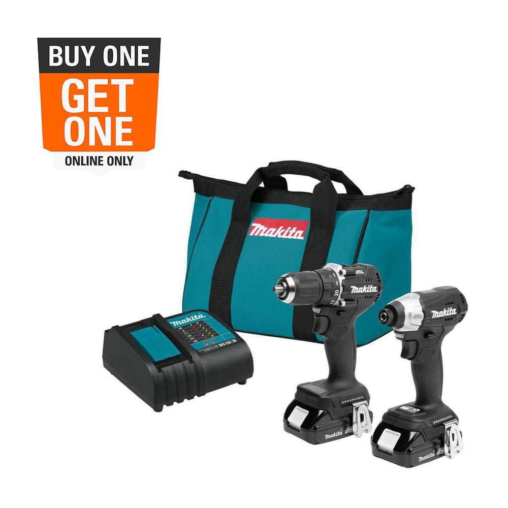 Makita 18V LXT Sub-Compact Lithium-Ion Brushless Cordless 2-piece Combo Kit (Driver-Drill/Impact Driver) 1.5Ah
