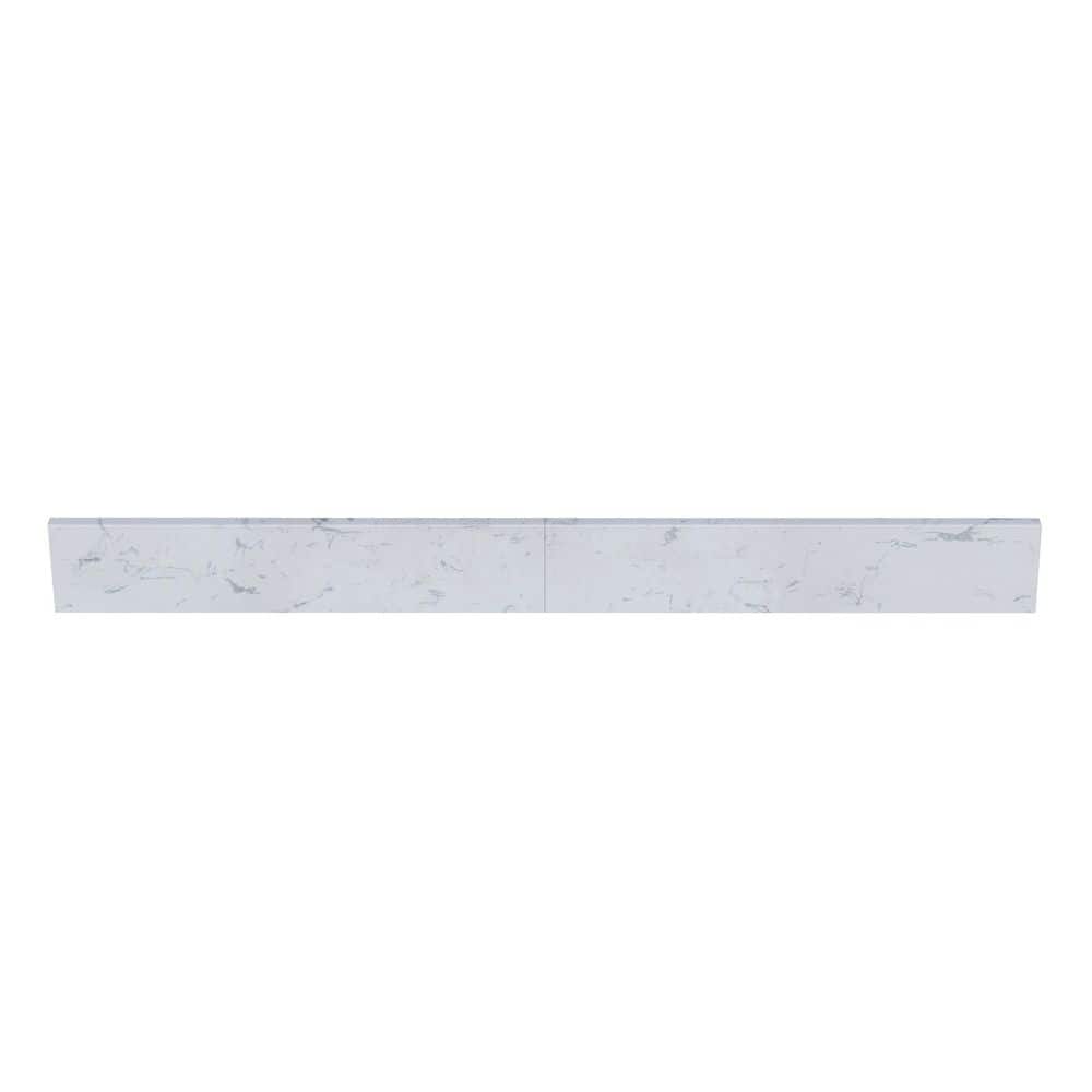 TJAmerican 49 in. W x 0.75 in. x 4 in. Engineered Carrara Marble Bathroom Vanity Backsplash (2-Pieces of 24.5 in.)