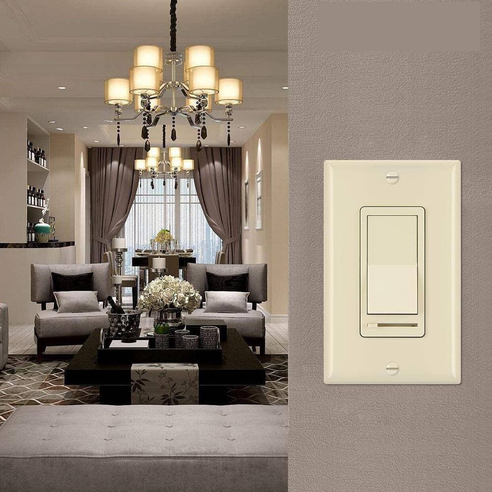 Lukyamzn Beige Rocker Dimmer Switch for Dimmable LED, Halogen and Incandescent Bulbs, Single-Pole or 3-Way (USP-LS02-6PK) 10-Pack (2)