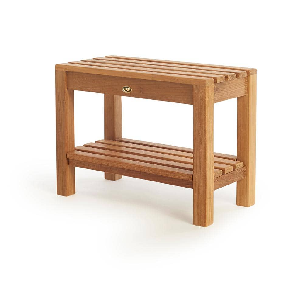 ARB Teak and Specialties Coach 23.5 in. W x 12.25 in. D x 17.75 in. H Flat Shower Seat with Removable Bottom Shelf in Natural Teak (1)