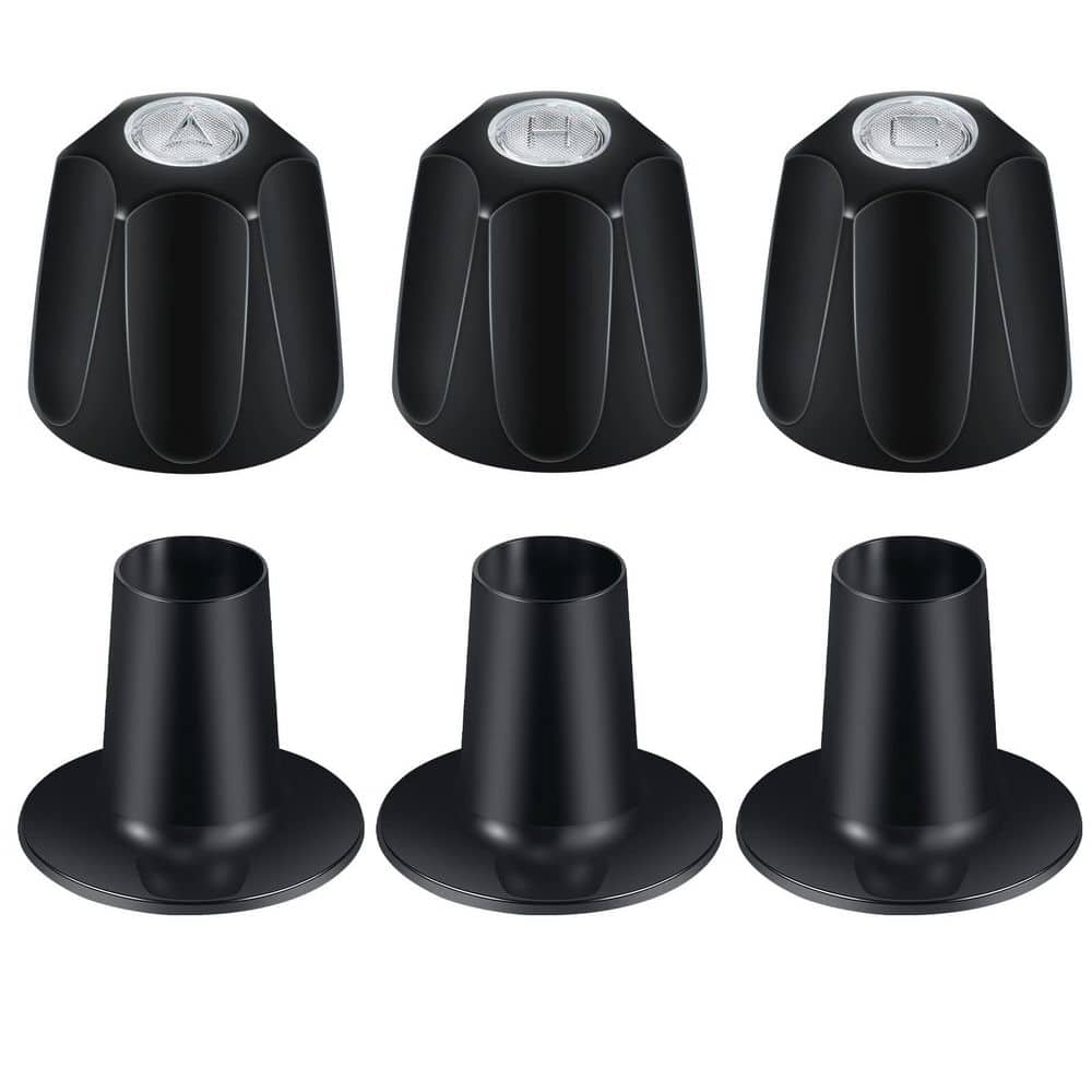 Helhom 3-Pack Matte Black Metal Shower Knob Replacement, Universal Tub Shower Faucet Handle Trim Kit for Shower Tap Repair (1)