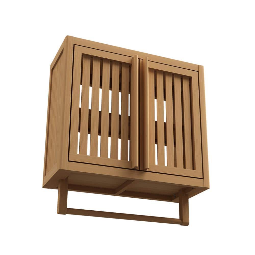 Tileon 19.69 in. W x 8.46 in. D x 21.69 in. H Bathroom Storage Wall Cabinet in Neutral, Bamboo Toilet Storage Box (1)