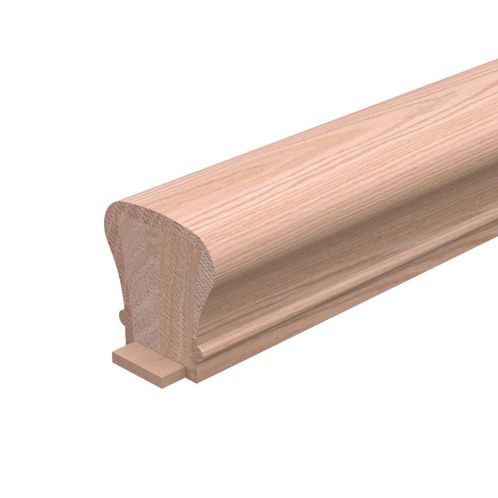 EVERMARK Stair Parts 6010 8 ft. Unfinished Red Oak Plowed Handrail with Fillet