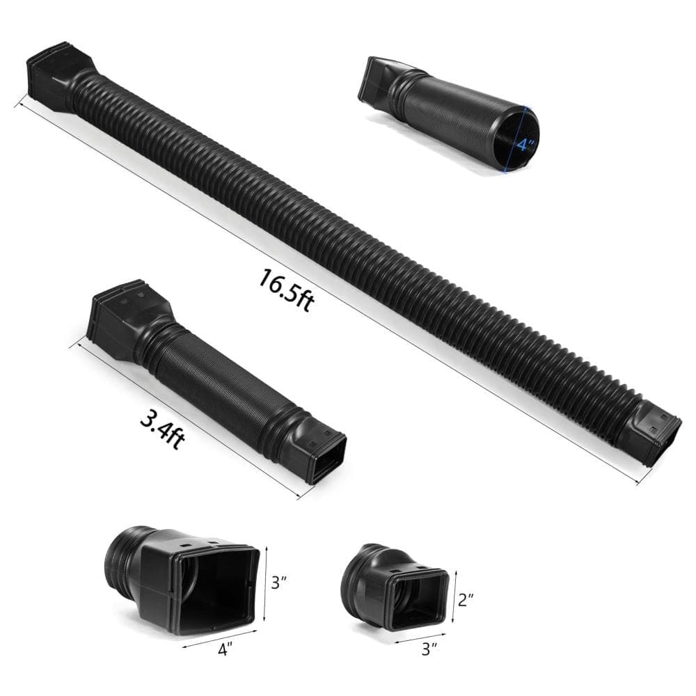 Unbranded 16.5FT Flexible Gutter Downspout Extension 4 Inch Diameter Extendable 3.4FT to 16.5FT Rainwater Drain Extender (3)