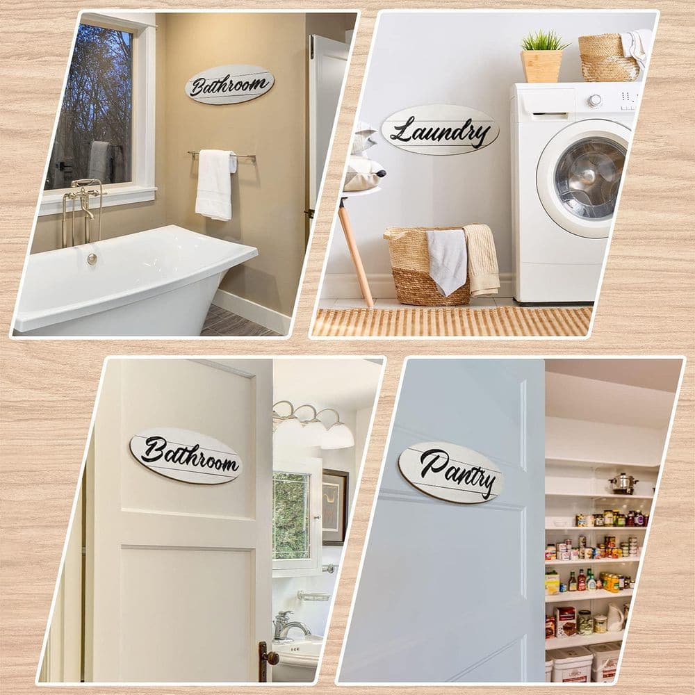 LAIFUCAM 3 Pack Rustic Wood Farmhouse Wall Decor Sign Set Vintage Finish Bathroom Laundry Pantry Hanging Art Plaques (2)