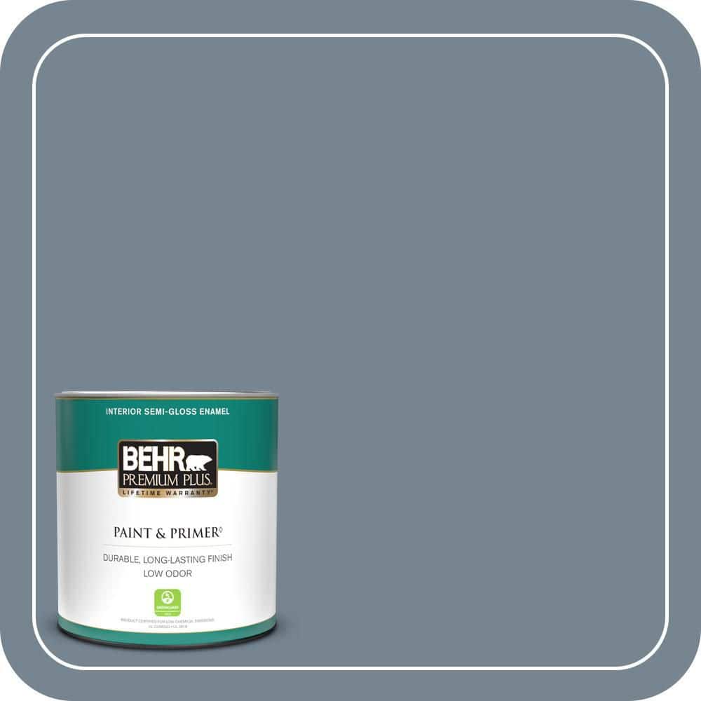 BEHR PREMIUM PLUS 1 qt. #PPU14-05 Forever Denim Semi-Gloss Enamel Low Odor Interior Paint & Primer