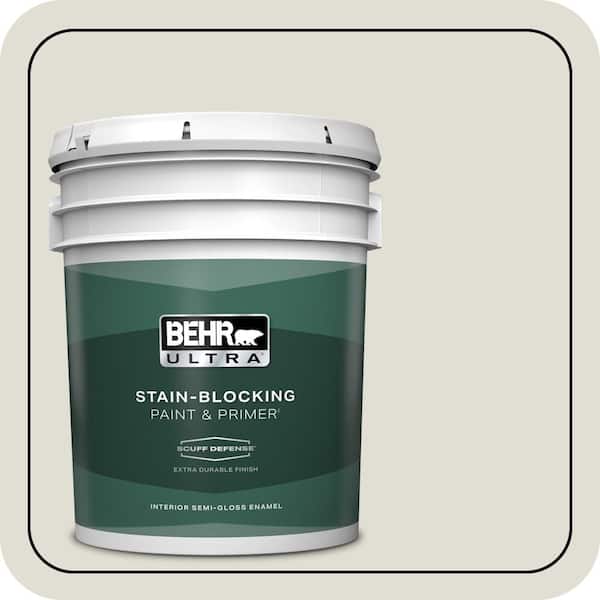 BEHR ULTRA 5 gal. #PPU24-15 Mission White Extra Durable Semi-Gloss Enamel Interior Paint & Primer (2)
