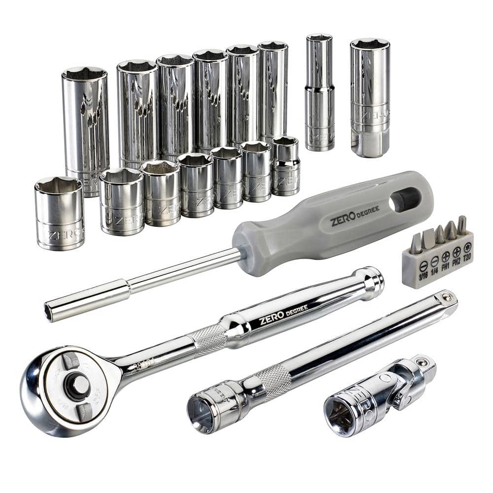 Zero Degree 25-Piece 3/8 in. Drive Metric Tool Set with Gearless Ratchet