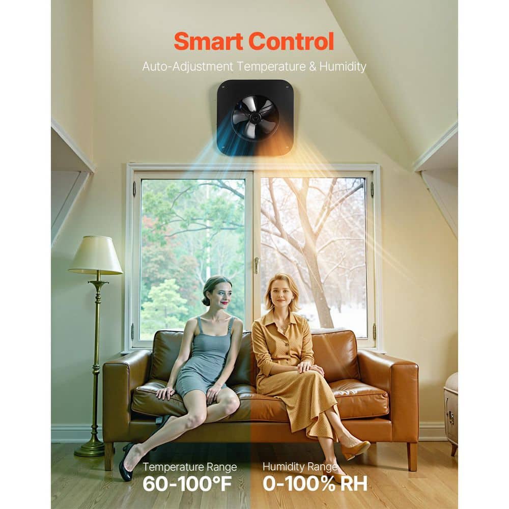 SVOPES 50-Watt Smart Solar Roof Exhaust Fan 3,000 CFM with Thermostat Remote Control Built-in Smoke Sensor Black (3)