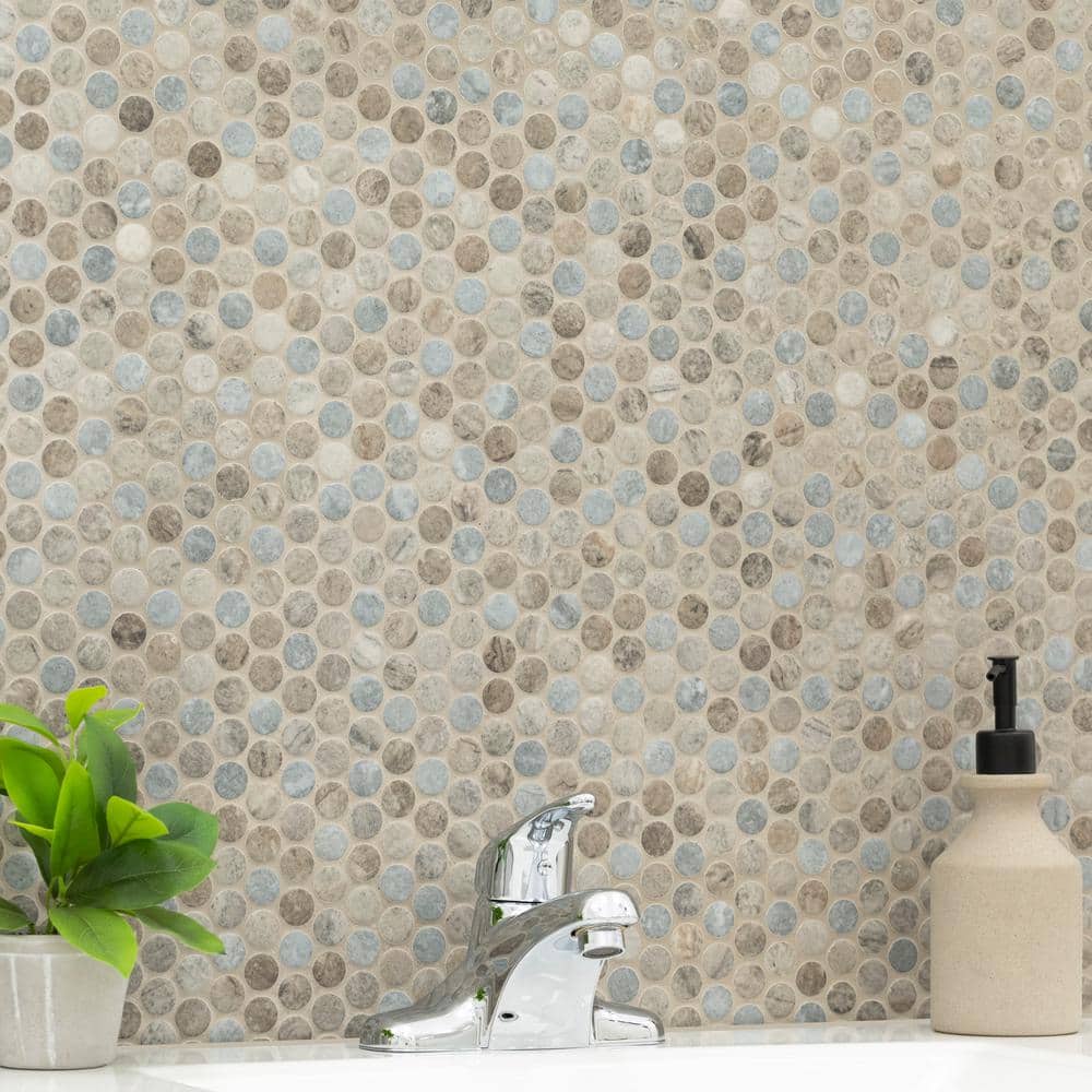 MSI Stonella Penny Round 12 in. x 12 in. x 0.24 in. Glass Mesh-Mounted Mosaic Wall Tile (1 sq. ft./Each) (3)