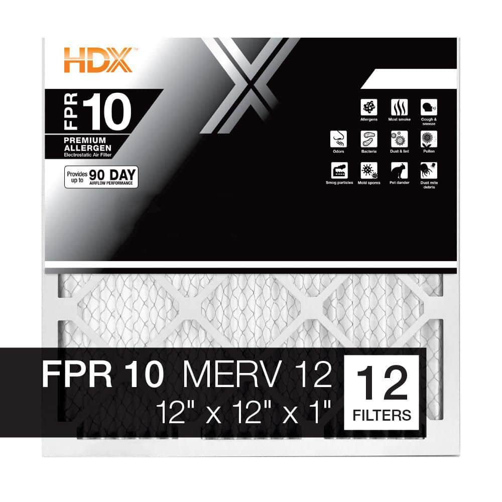 HDX 12 in. x 12 in. x 1 in. Premium Pleated Air Filter FPR 10, MERV 12 (12-Pack)