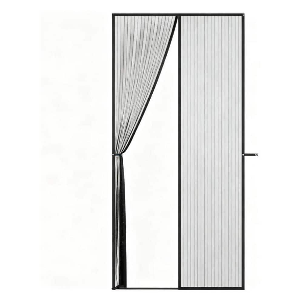 Augbeer 38 in. x 83 in. Composite Self Sealing Magnetic Privacy Screen Door Keeps Bugs Out for Garden Home, Black (1-Pack)