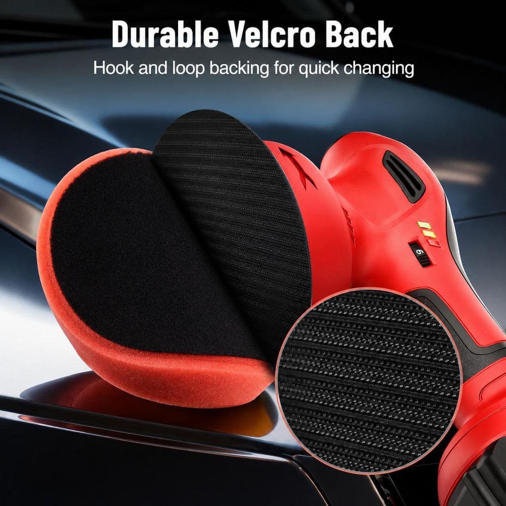 LAIFUCAM 7-Piece Foam Polishing Pad Set with Hook and Loop for Dual Action Polishers, Ideal for Car Detailing Work (3)