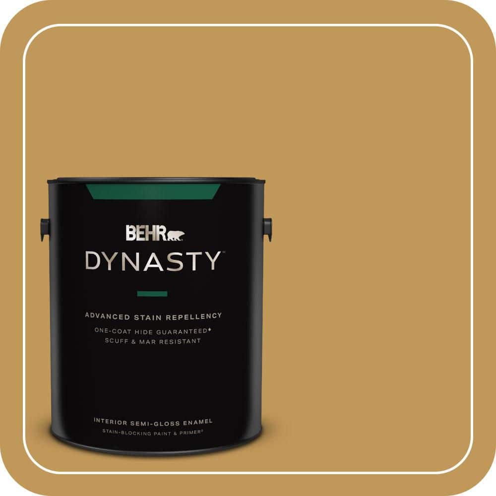 BEHR DYNASTY 1 gal. #330D-6 Townhouse Tan Semi-Gloss Enamel Interior Stain-Blocking Paint & Primer