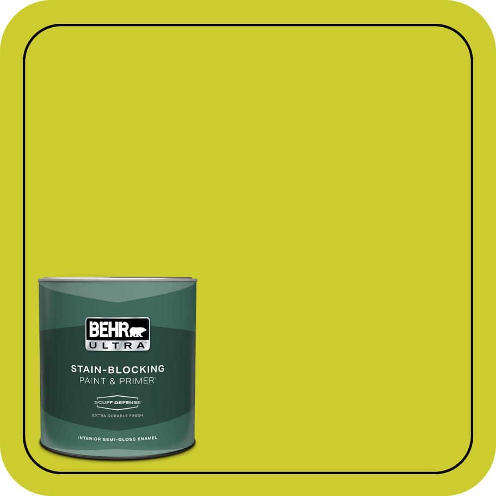 BEHR ULTRA 1 qt. #S-G-400 Lime Pop Extra Durable Semi-Gloss Enamel Interior Paint & Primer