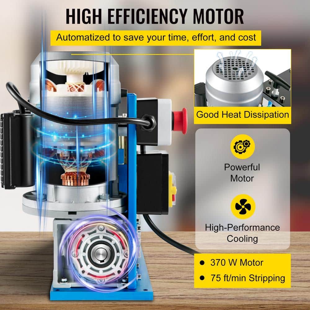 SKYSHALO Electric Wire Stripping Machine, 370W 0.06-1.5 in. Automatic Motorized Cable Stripper with 75 ft. /min Speed (3)