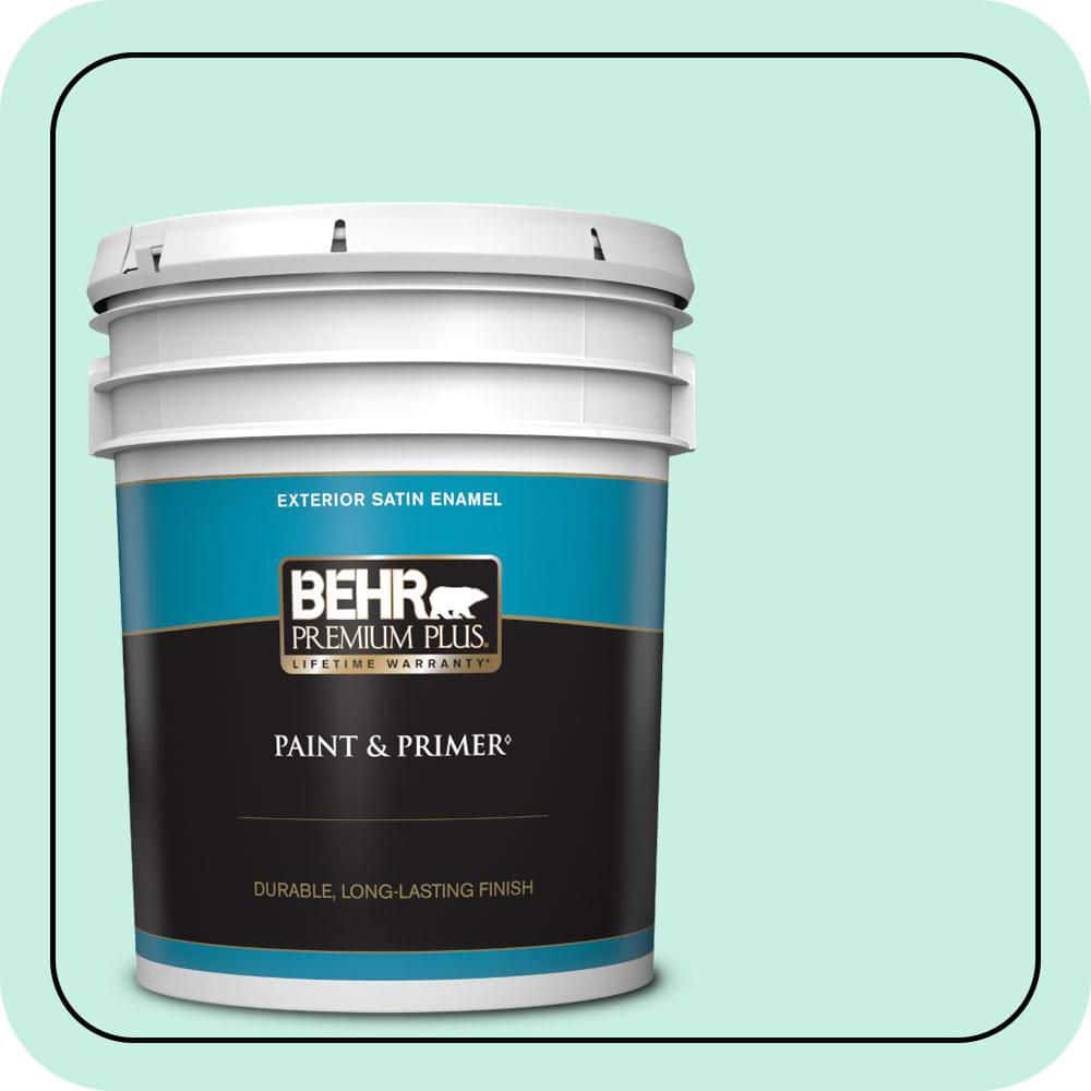 BEHR PREMIUM PLUS 5 gal. #P430-1 Summer House Satin Enamel Exterior Paint & Primer
