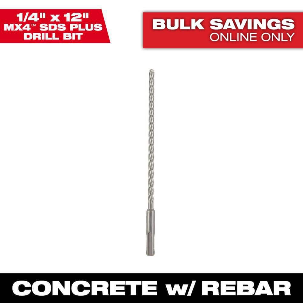 Milwaukee 1/4 in. x 12 in. 4-Cutter SDS-PLUS Carbide Drill Bit (1)