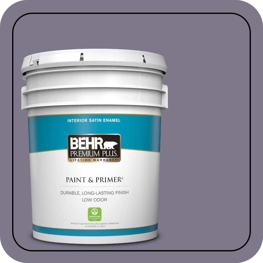 BEHR PREMIUM PLUS 5 gal. #N560-5 Solitaire Satin Enamel Low Odor Interior Paint & Primer