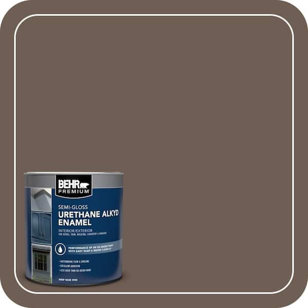 BEHR PREMIUM 1 qt. #N210-6 Swiss Brown Semi-Gloss Enamel Urethane Alkyd Interior/Exterior Paint (2)