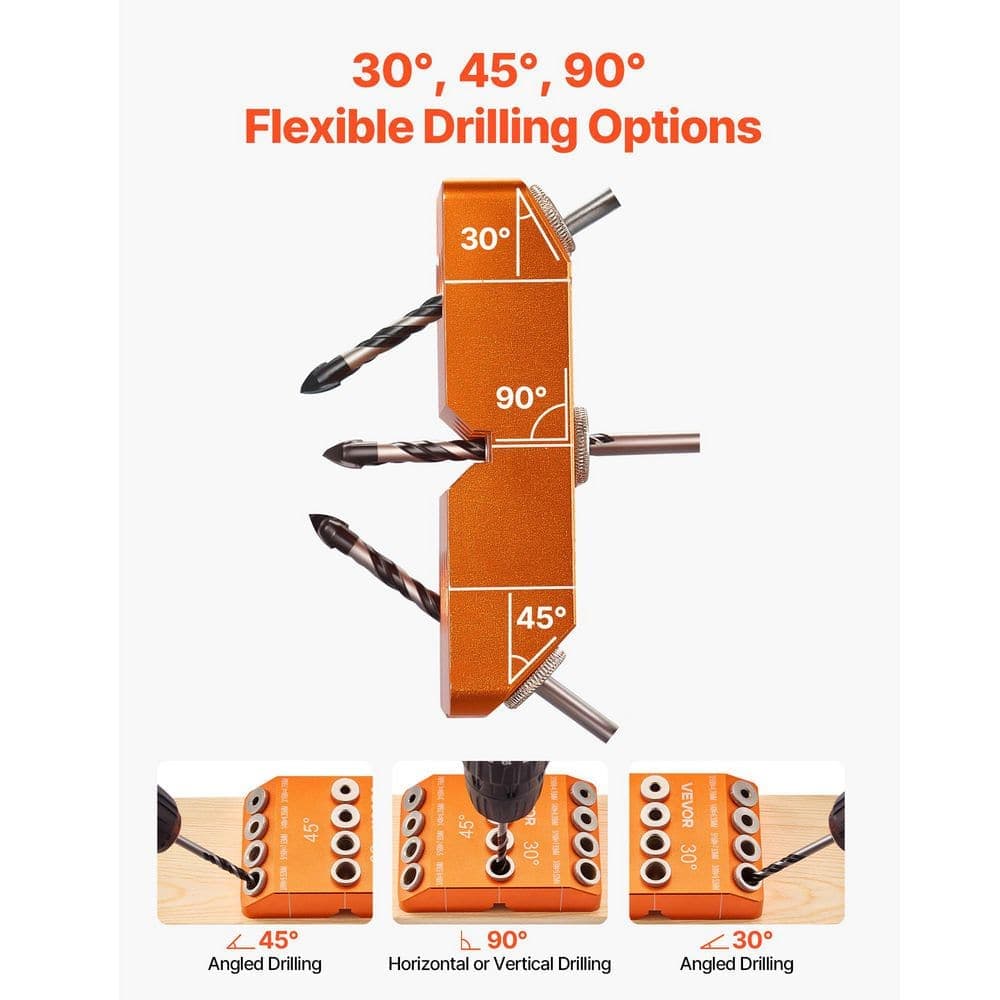 VEVOR Drill Guide, 30/45/90 Degree Angle 4Sizes Portable Precision Drilling Guide Jig, for Drilling Angled or Horizontal Holes (2)