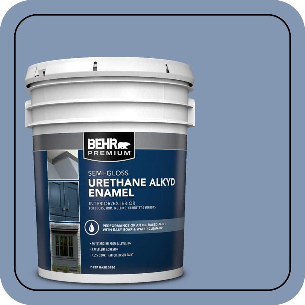 BEHR PREMIUM 5 gal. #S530-4 Jet Set Urethane Alkyd Semi-Gloss Enamel Interior/Exterior Paint
