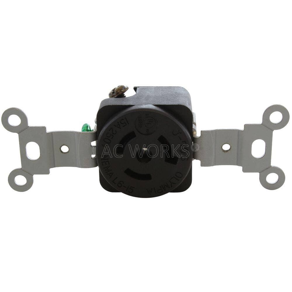 AC WORKS NEMA L6-15R 15A 250V Flush Mount Locking Industrial Grade Outlet (3)