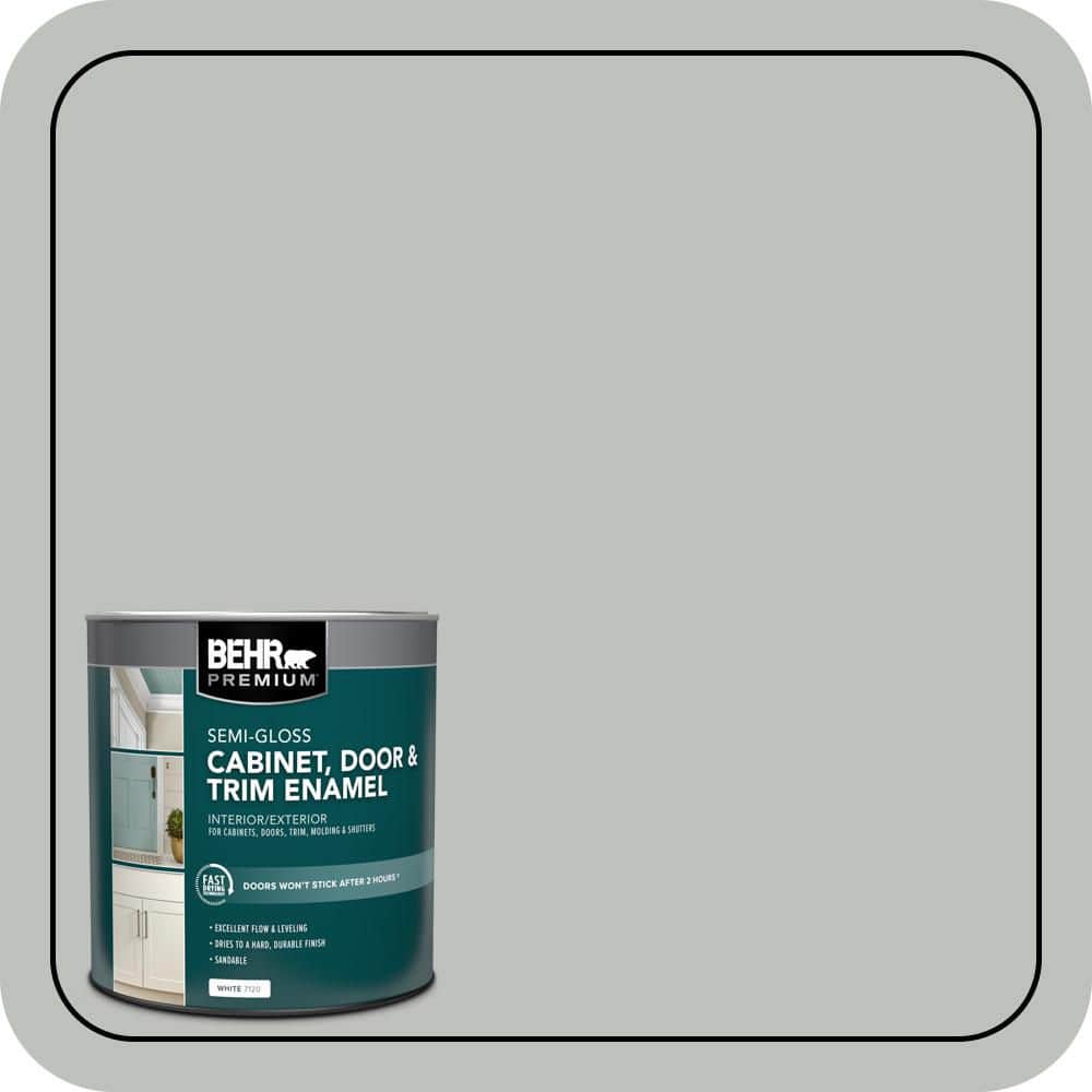 BEHR PREMIUM 1 qt. #SC-365 Cape Cod Gray Semi-Gloss Enamel Interior/Exterior Cabinet, Door & Trim Paint