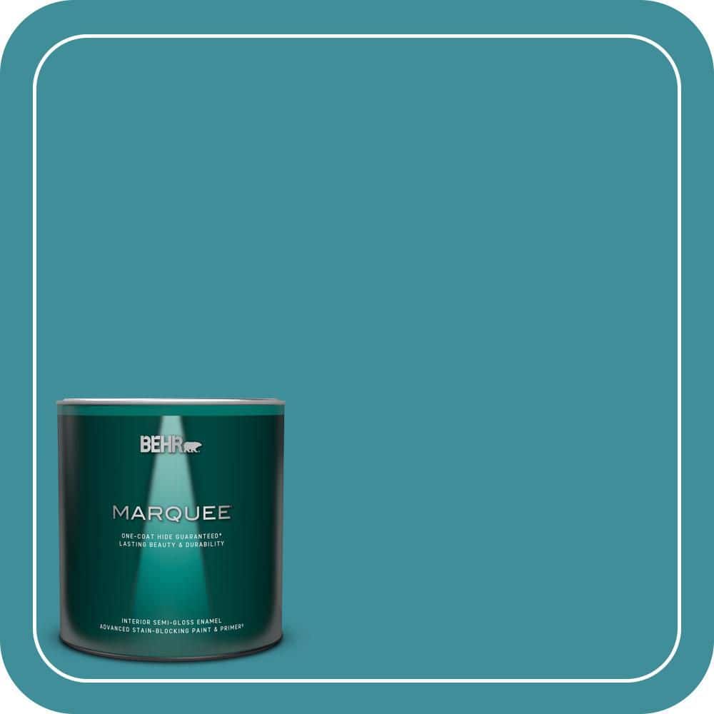 BEHR MARQUEE 1 qt. #MQ6-34 Prophetic Sea One-Coat Hide Semi-Gloss Enamel Interior Paint & Primer