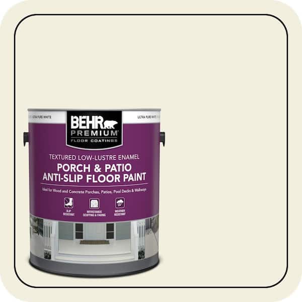 BEHR PREMIUM 1 gal. #GR-W01 White Wool Textured Low-Lustre Enamel Interior/Exterior Porch and Patio Anti-Slip Floor Paint (2)