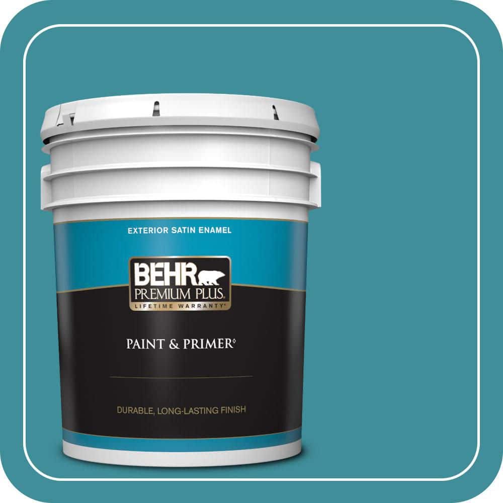 BEHR PREMIUM PLUS 5 gal. #MQ6-34 Prophetic Sea Satin Enamel Exterior Paint & Primer