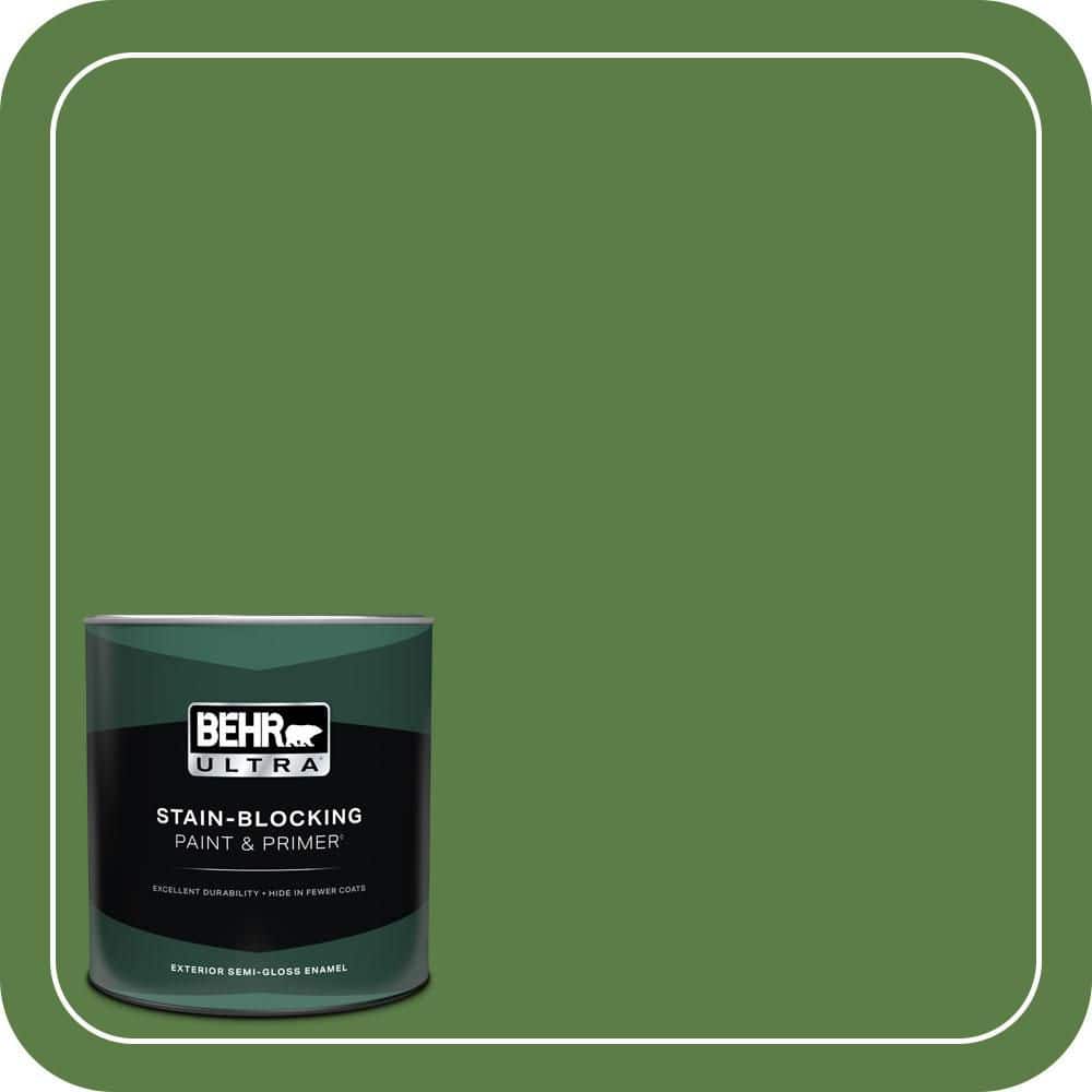 BEHR ULTRA 1 qt. #440D-6 Grassy Field Semi-Gloss Enamel Exterior Paint & Primer
