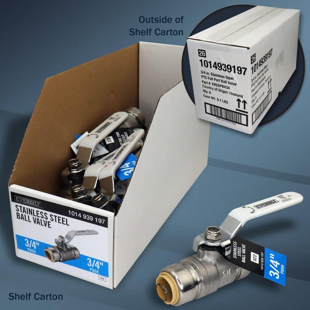 Everbilt 3/4 in. Push-To-Connect x 3/4 in. Push-To-Connect Stainless Steel Ball Valve (3)